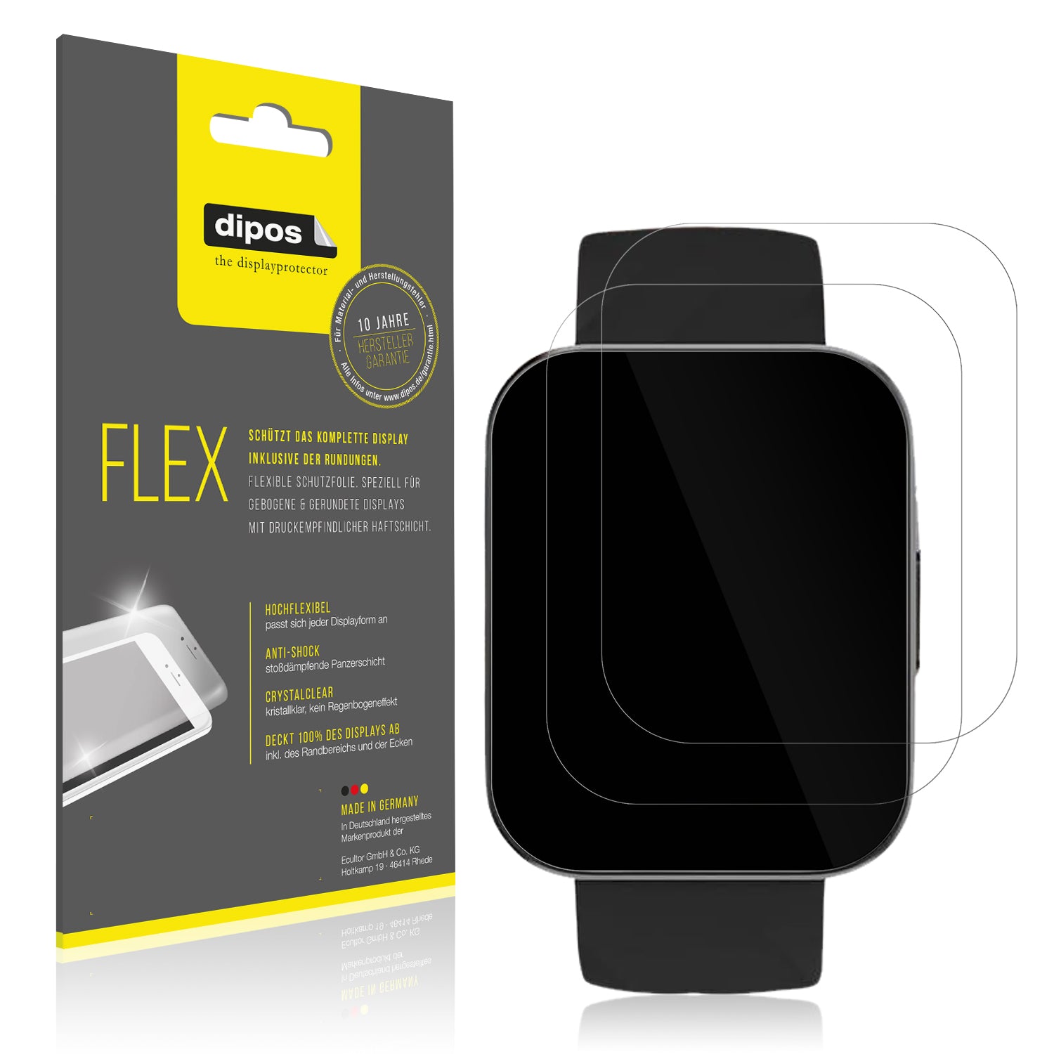 Klare Displayschutzfolie von dipos passend für Dakofied D1, 100% Displayabdeckung und blasenfreie Montage