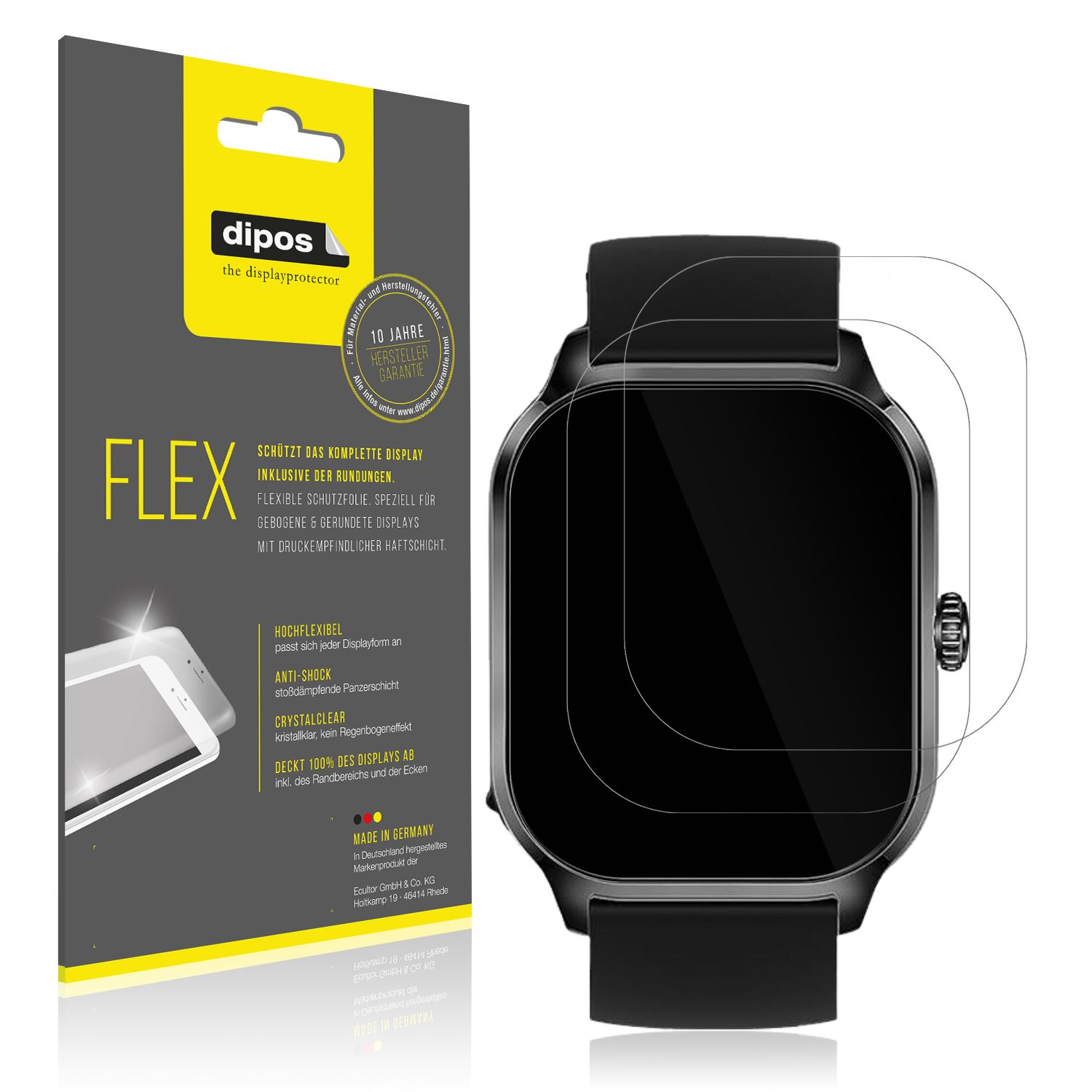 Klare Displayschutzfolie von dipos passend für Ddidibi P1141 1.85 Zoll, 100% Displayabdeckung und blasenfreie Montage
