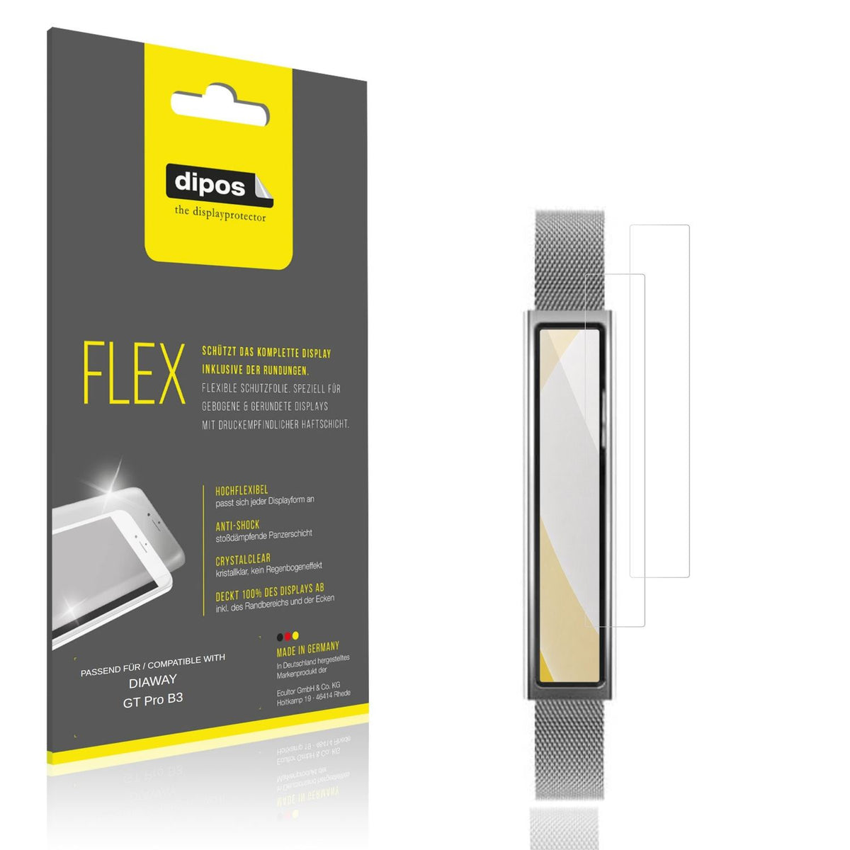 Klare Displayschutzfolie von dipos passend für DIAWAY GT Pro B3, 100% Displayabdeckung und blasenfreie Montage