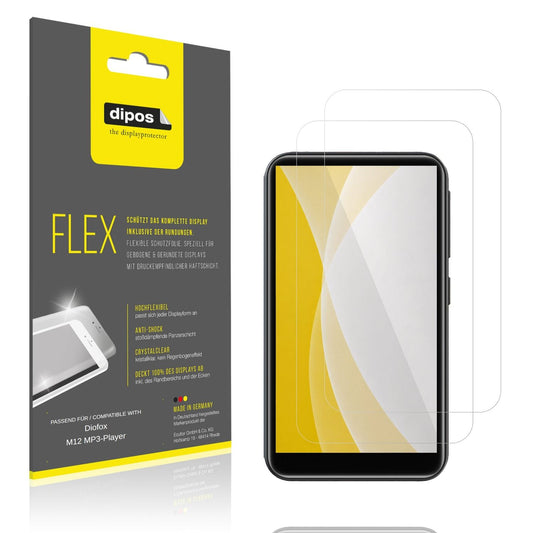 Klare Displayschutzfolie von dipos passend für Diofox M12 MP3-Player, 100% Displayabdeckung und blasenfreie Montage