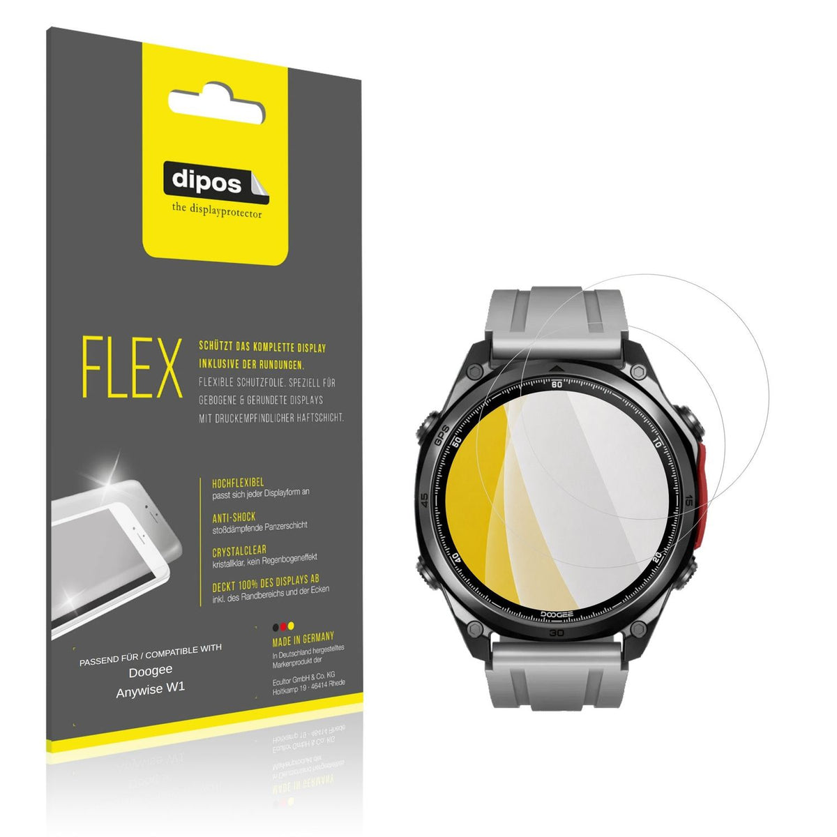 Klare Displayschutzfolie von dipos passend für Doogee Anywise W1, 100% Displayabdeckung und blasenfreie Montage