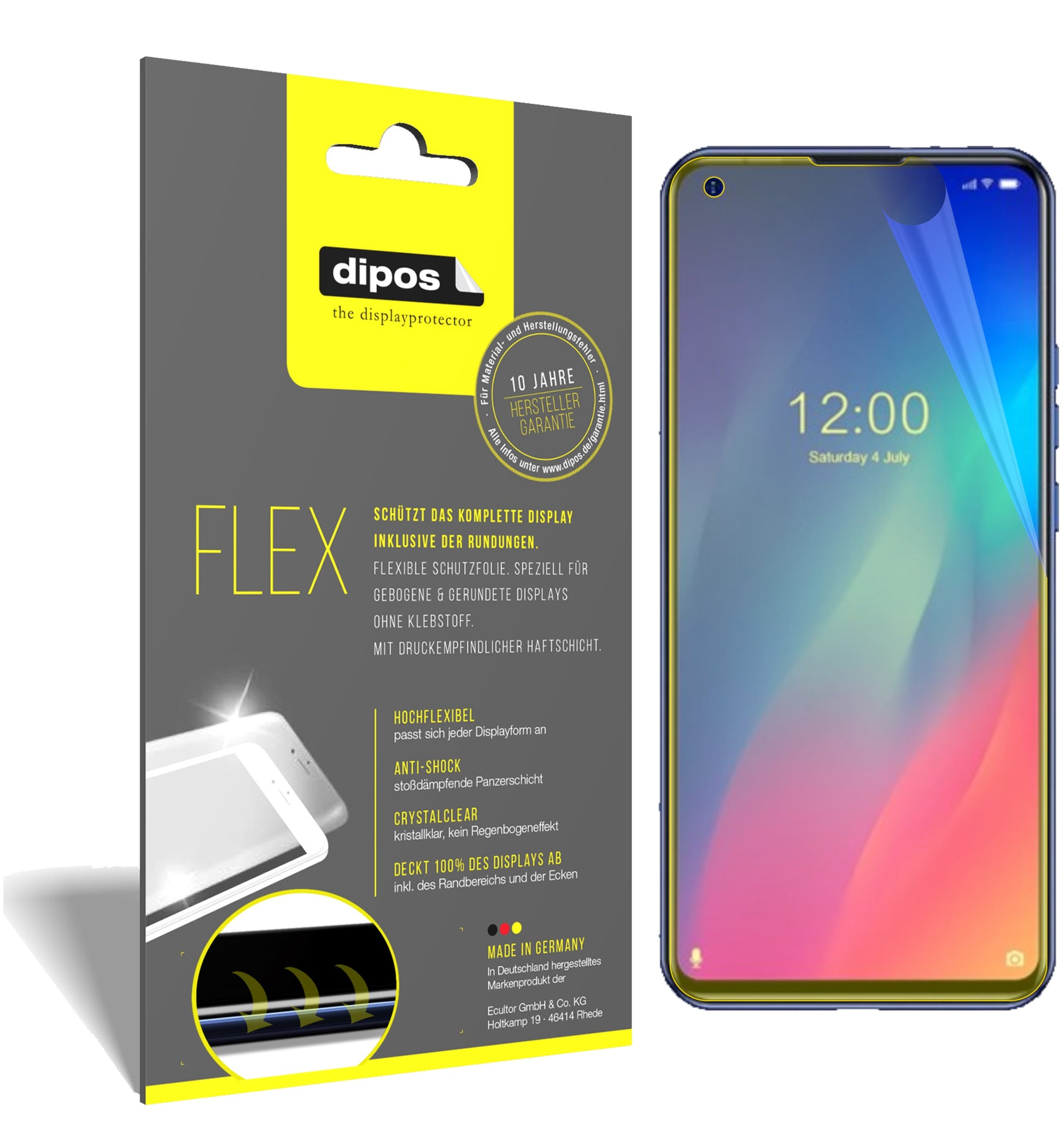 Klare Displayschutzfolie von dipos passend für Doogee N30, 100% Displayabdeckung und blasenfreie Montage