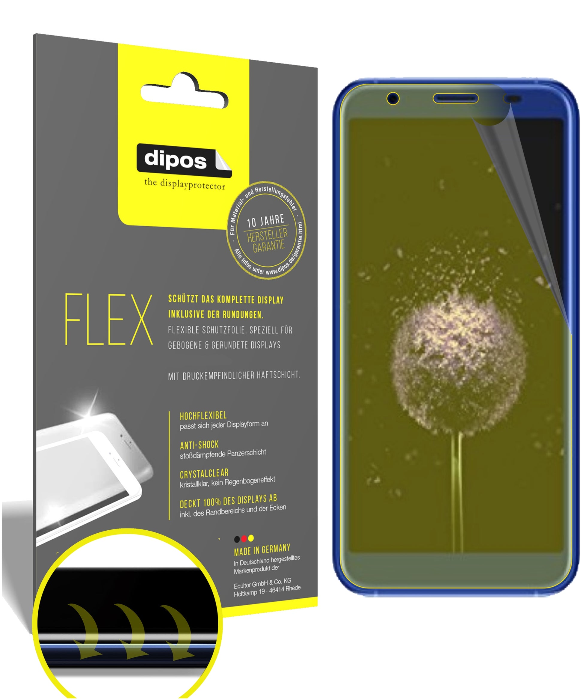 Klare Displayschutzfolie von dipos passend für Doogee X50L, 100% Displayabdeckung und blasenfreie Montage