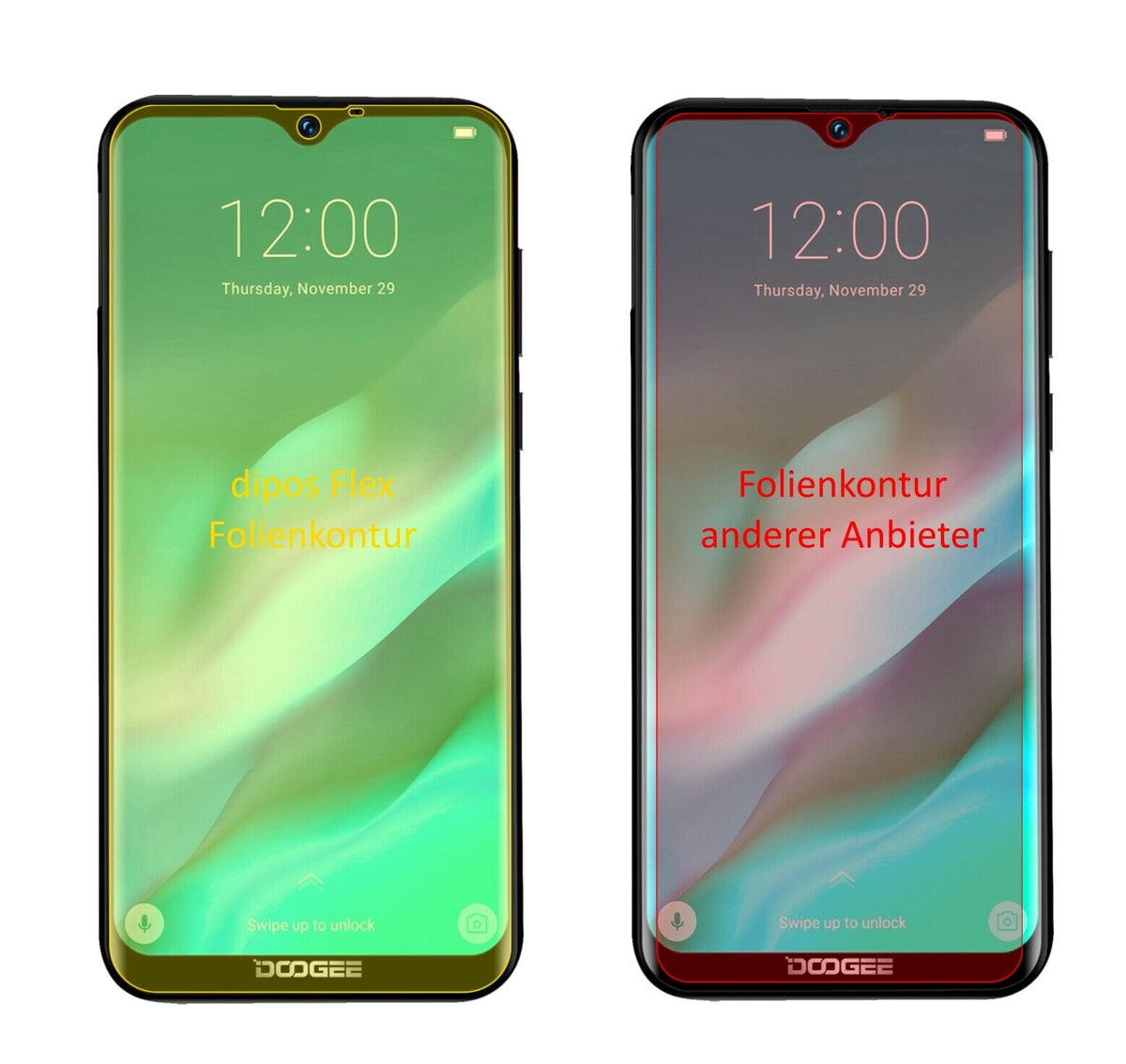 Klare Displayschutzfolie von dipos passend für Doogee X90, 100% Displayabdeckung und blasenfreie Montage