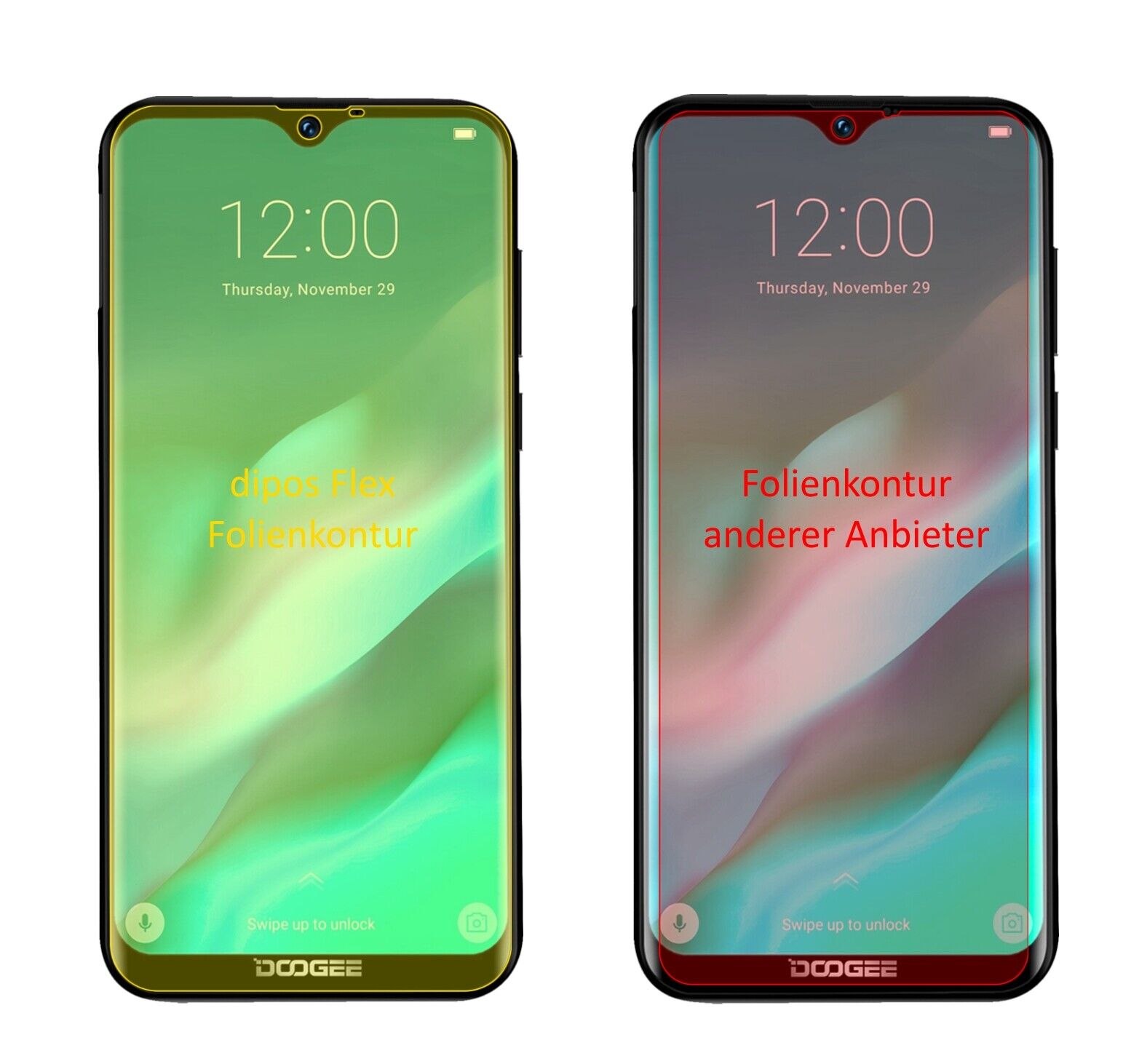 Klare Displayschutzfolie von dipos passend für Doogee X90L, 100% Displayabdeckung und blasenfreie Montage