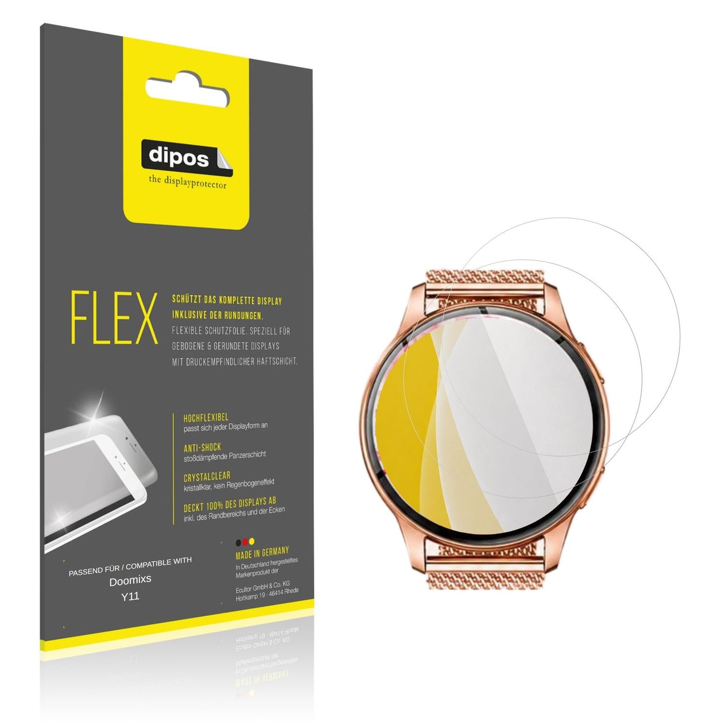 Klare Displayschutzfolie von dipos passend für Doomixs Y11, 100% Displayabdeckung und blasenfreie Montage