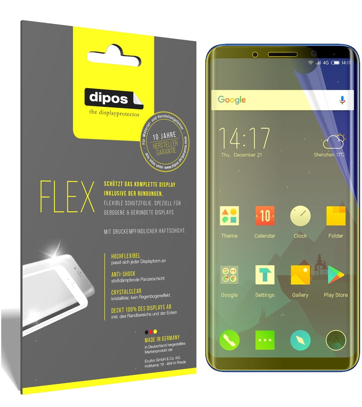 Klare Displayschutzfolie von dipos passend für Elephone U, 100% Displayabdeckung und blasenfreie Montage