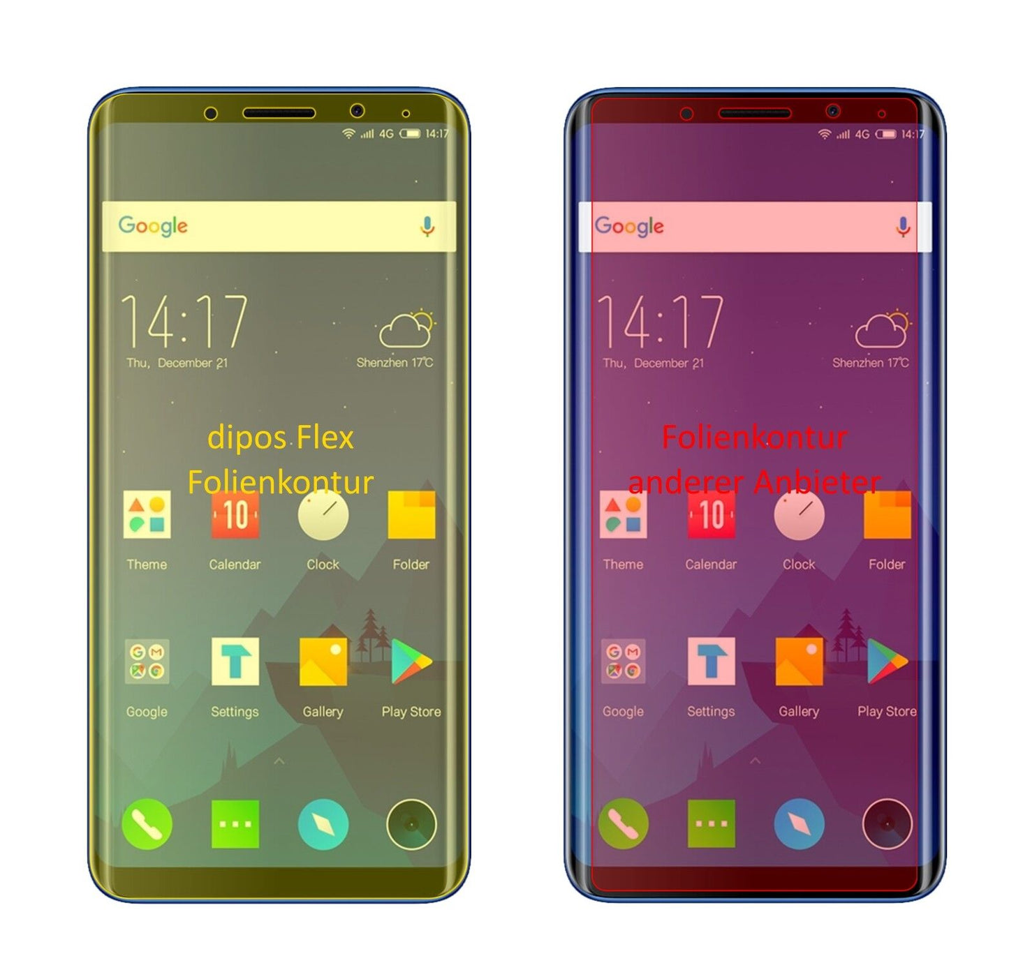 Klare Displayschutzfolie von dipos passend für Elephone U, 100% Displayabdeckung und blasenfreie Montage