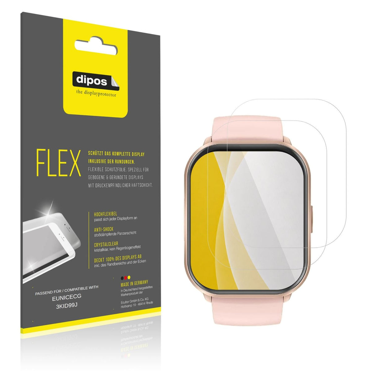 Klare Displayschutzfolie von dipos passend für EUNICECG 3KID99J, 100% Displayabdeckung und blasenfreie Montage
