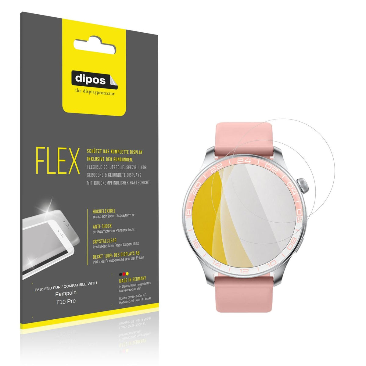 Klare Displayschutzfolie von dipos passend für Fempoin T10 Pro, 100% Displayabdeckung und blasenfreie Montage