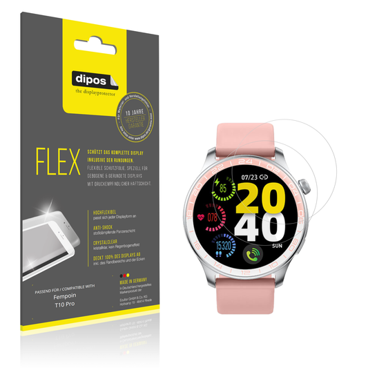 Klare Displayschutzfolie von dipos passend für Fempoin T10 Pro, 100% Displayabdeckung und blasenfreie Montage