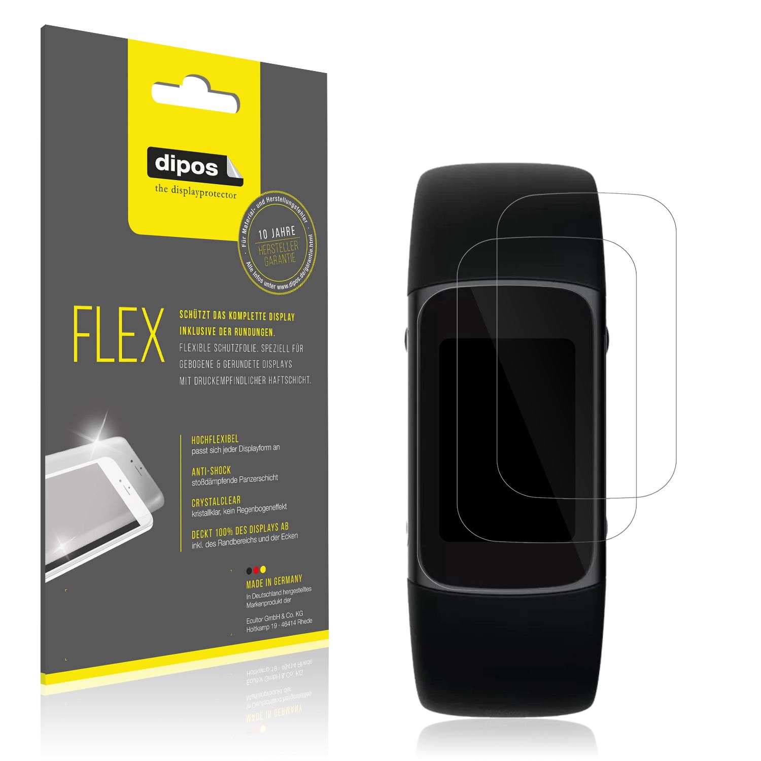Klare Displayschutzfolie von dipos passend für Fitbit Charge 6, 100% Displayabdeckung und blasenfreie Montage