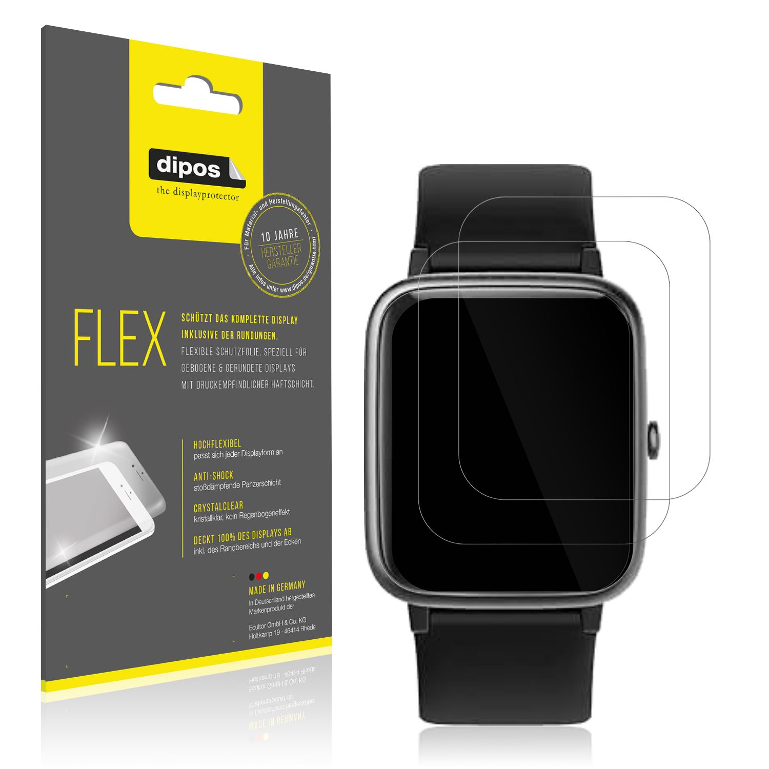 Klare Displayschutzfolie von dipos passend für Fitpolo ID205L H205L 1.3 Zoll, 100% Displayabdeckung und blasenfreie Montage