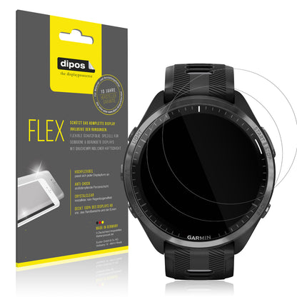 Klare Displayschutzfolie von dipos passend für Garmin Forerunner 965, 100% Displayabdeckung und blasenfreie Montage