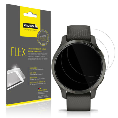 Klare Displayschutzfolie von dipos passend für Garmin Venu 2s, 100% Displayabdeckung und blasenfreie Montage