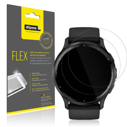 Klare Displayschutzfolie von dipos passend für Garmin Venu 3, 100% Displayabdeckung und blasenfreie Montage