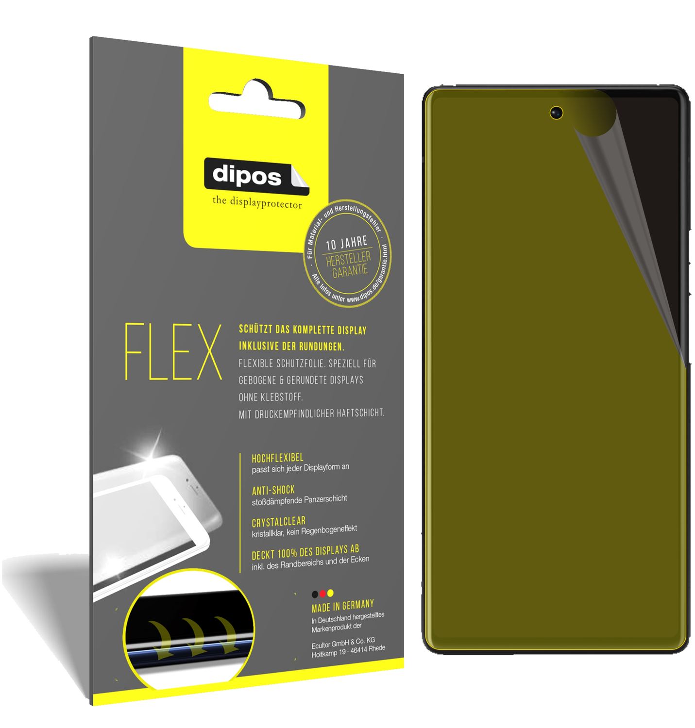 Klare Displayschutzfolie von dipos passend für Google Pixel 6a, 100% Displayabdeckung und blasenfreie Montage