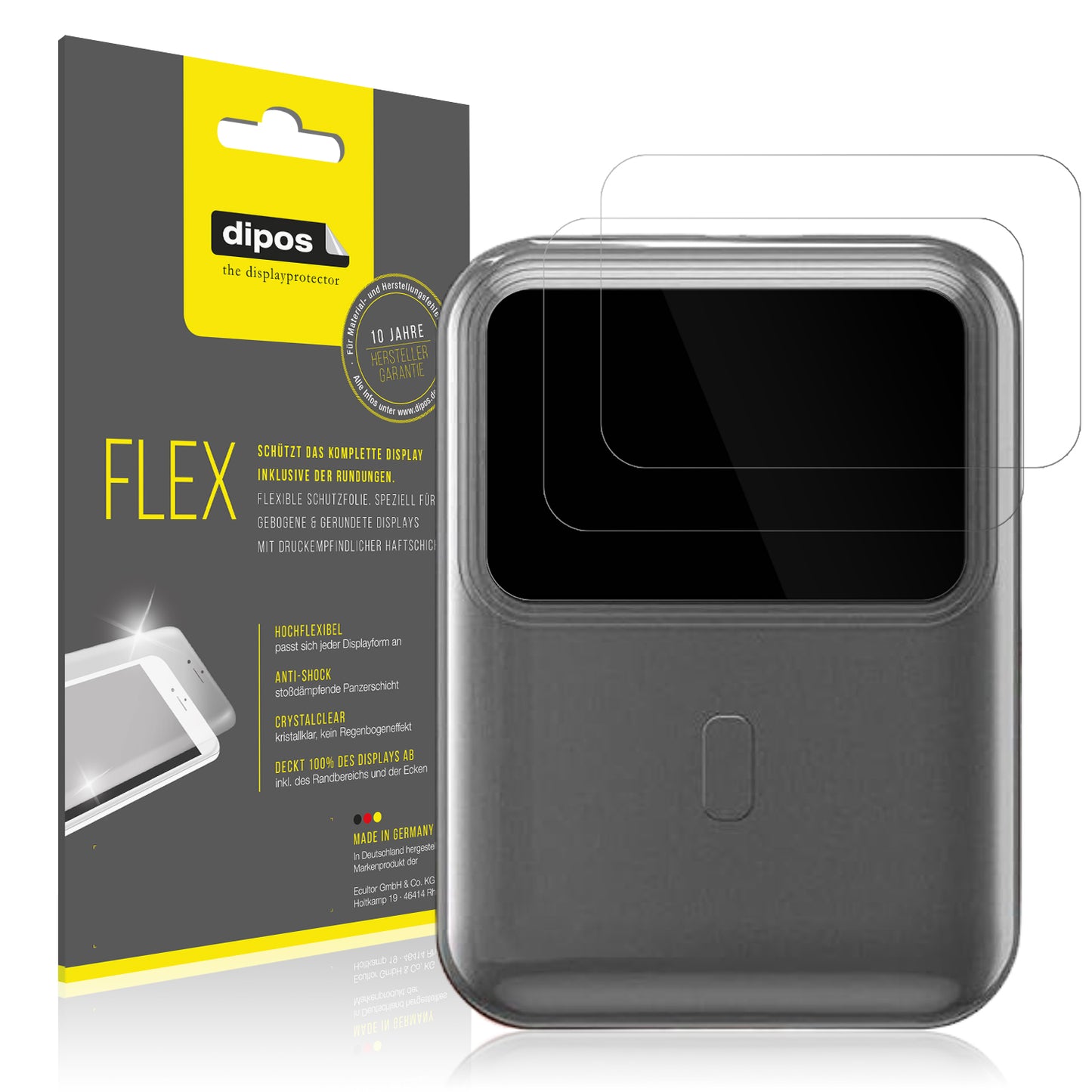 Klare Displayschutzfolie von dipos passend für hganus PowerBank H5, 100% Displayabdeckung und blasenfreie Montage