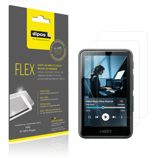 Klare Displayschutzfolie von dipos passend für HiBy R1 MP3-Player, 100% Displayabdeckung und blasenfreie Montage