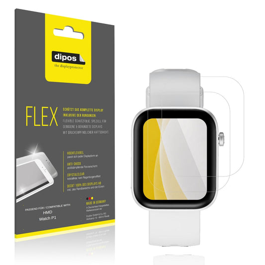 Klare Displayschutzfolie von dipos passend f�r HMD Watch P1, 100% Displayabdeckung und blasenfreie Montage