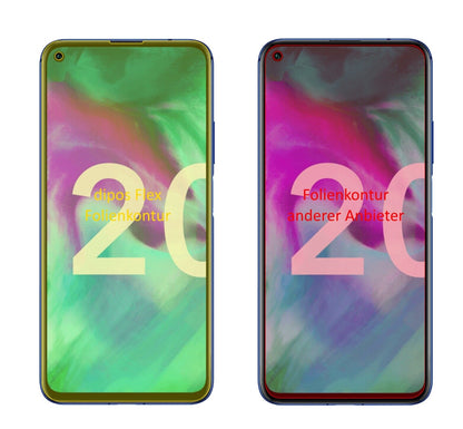 Klare Displayschutzfolie von dipos passend für Honor 20, 100% Displayabdeckung und blasenfreie Montage