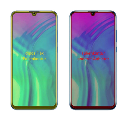 Honor20E mit aufgebrachter dipos Displayschutzfolie, glasklare Darstellung ohne Einschränkungen