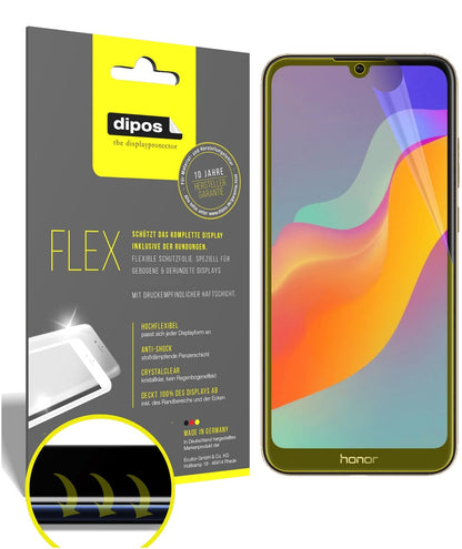 Klare Displayschutzfolie von dipos passend für Honor 8A, 100% Displayabdeckung und blasenfreie Montage