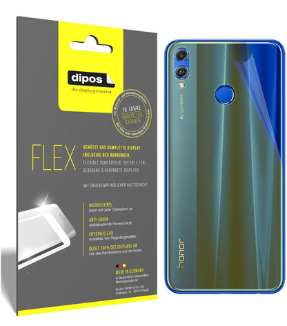 Klare Displayschutzfolie von dipos passend für Honor 8X Rückseite, 100% Displayabdeckung und blasenfreie Montage