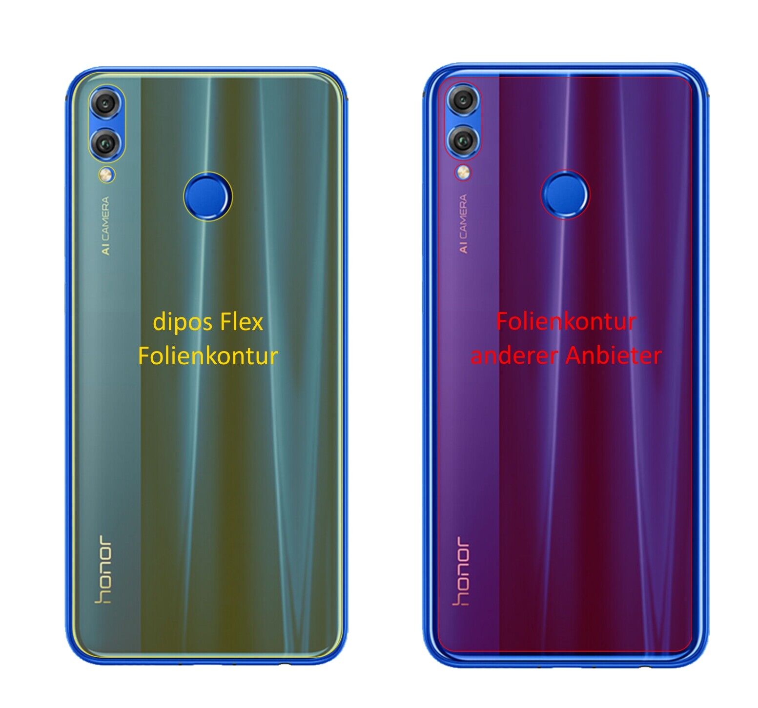 Klare Displayschutzfolie von dipos passend für Honor 8X Rückseite, 100% Displayabdeckung und blasenfreie Montage