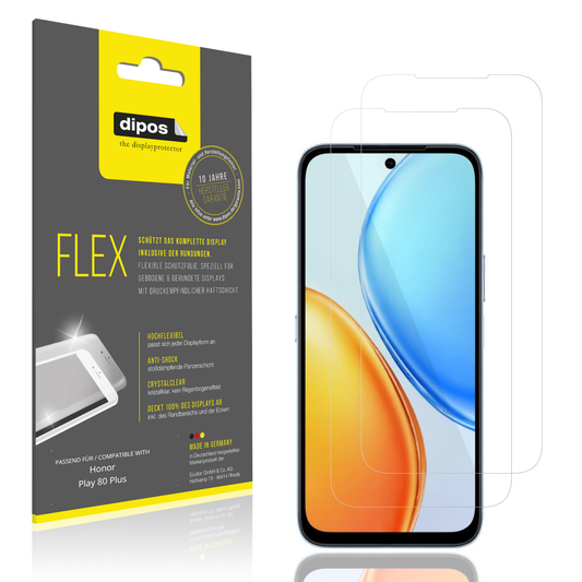 Klare Displayschutzfolie von dipos passend für Honor Play 80 Plus, 100% Displayabdeckung und blasenfreie Montage