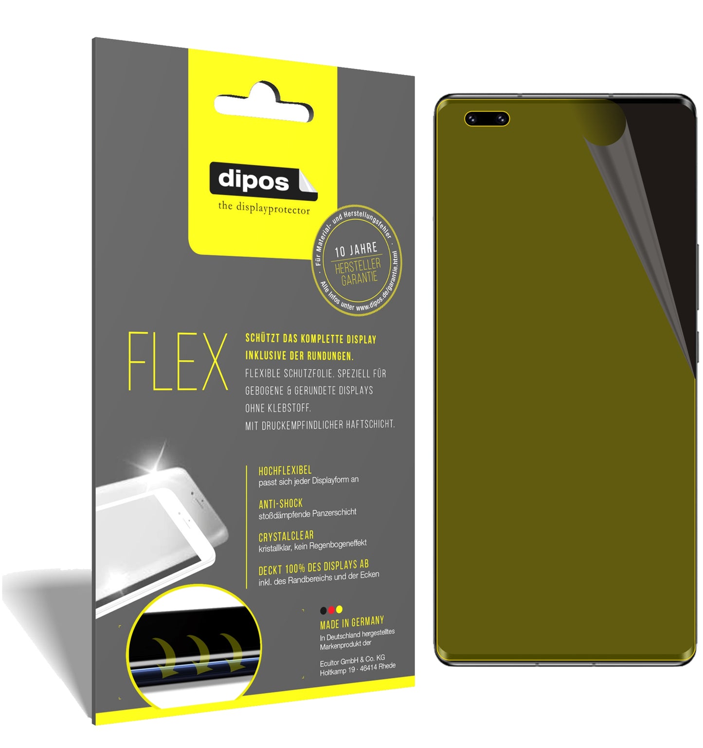 Klare Displayschutzfolie von dipos passend für Honor V40 5G, 100% Displayabdeckung und blasenfreie Montage