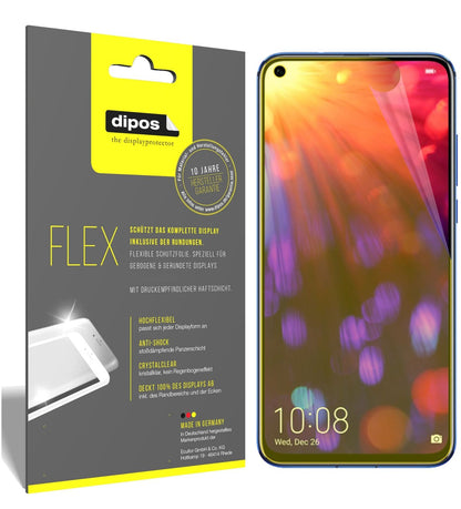 Klare Displayschutzfolie von dipos passend für Honor V20, 100% Displayabdeckung und blasenfreie Montage