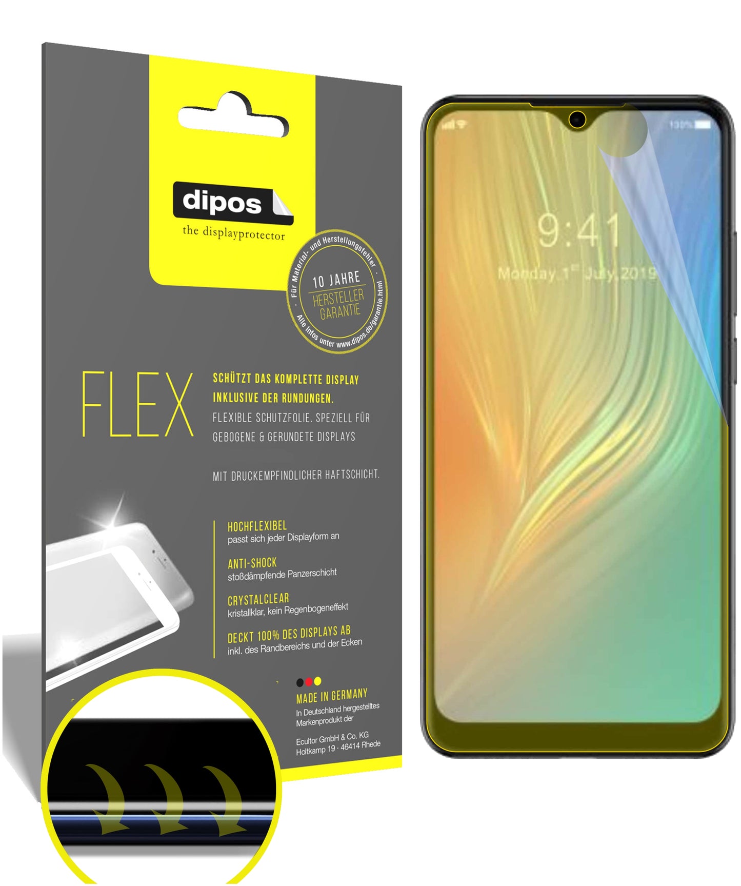 Klare Displayschutzfolie von dipos passend für HTC Wildfire X, 100% Displayabdeckung und blasenfreie Montage