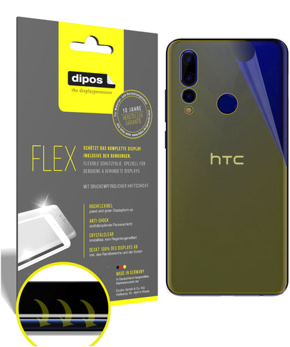 Klare Displayschutzfolie von dipos passend für HTC Wildfire X Rückseite, 100% Displayabdeckung und blasenfreie Montage