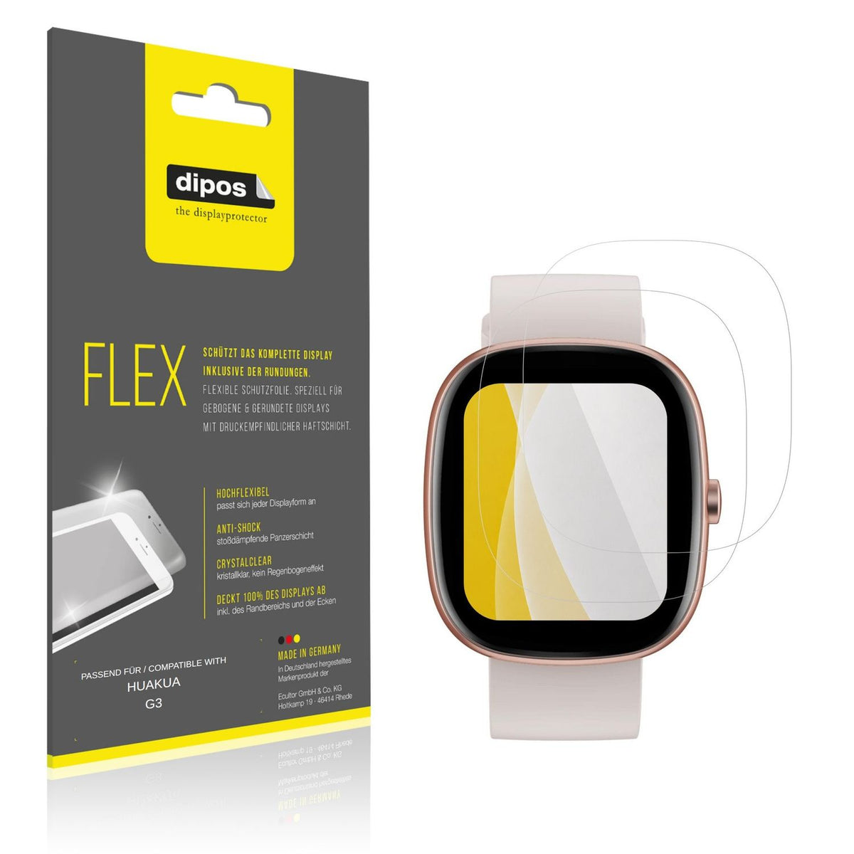 Klare Displayschutzfolie von dipos passend für HUAKUA G3, 100% Displayabdeckung und blasenfreie Montage