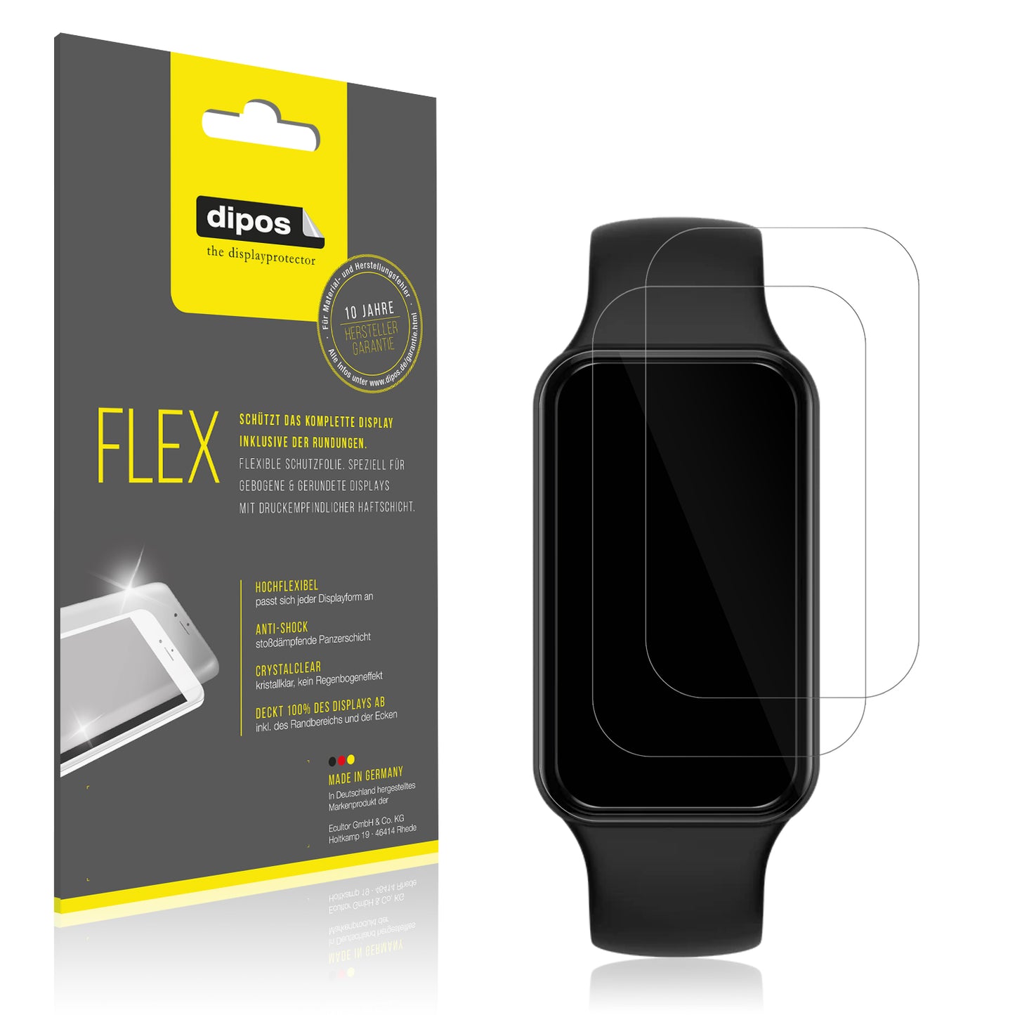 Klare Displayschutzfolie von dipos passend für Huami Amazfit Band 7, 100% Displayabdeckung und blasenfreie Montage