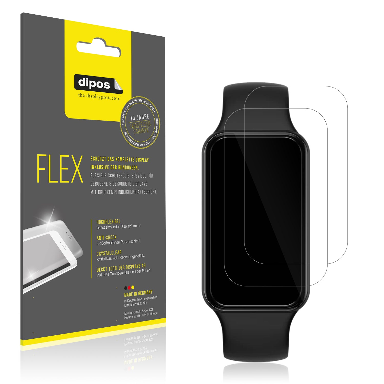 Klare Displayschutzfolie von dipos passend für Huami Amazfit Band 7, 100% Displayabdeckung und blasenfreie Montage