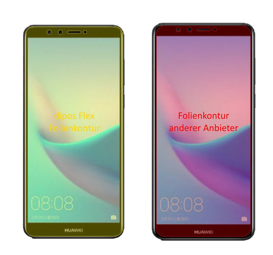 Klare Displayschutzfolie von dipos passend für Huawei Enjoy 8, 100% Displayabdeckung und blasenfreie Montage