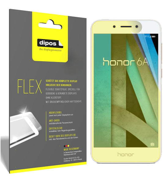 Klare Displayschutzfolie von dipos passend für Huawei Honor 6A, 100% Displayabdeckung und blasenfreie Montage