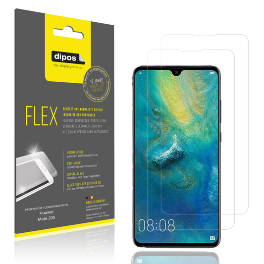 Klare Displayschutzfolie von dipos passend für Huawei Mate 20X, 100% Displayabdeckung und blasenfreie Montage