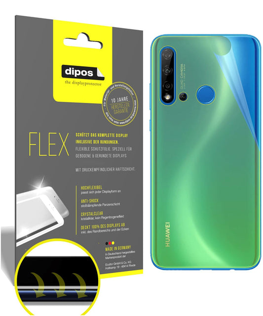 Klare Displayschutzfolie von dipos passend für Huawei nova 5i Rückseite, 100% Displayabdeckung und blasenfreie Montage