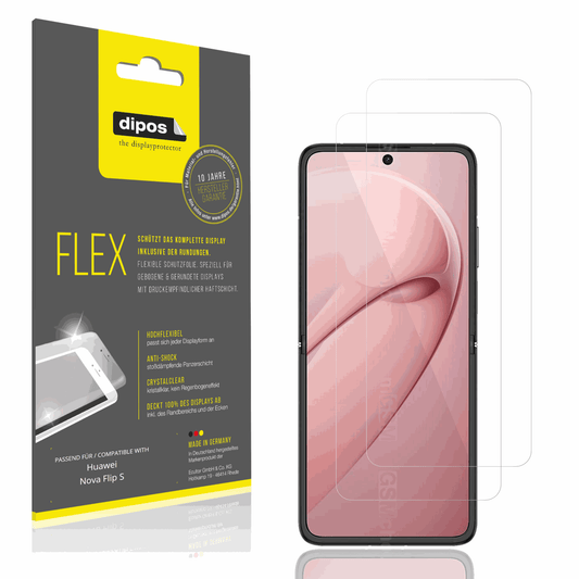 Klare Displayschutzfolie von dipos passend für Huawei Nova Flip S Innenseite, 100% Displayabdeckung und blasenfreie Montage