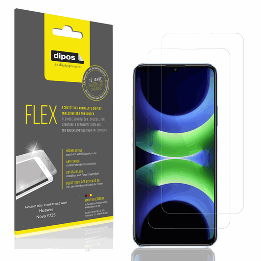 Klare Displayschutzfolie von dipos passend für Huawei Nova Y72S, 100% Displayabdeckung und blasenfreie Montage