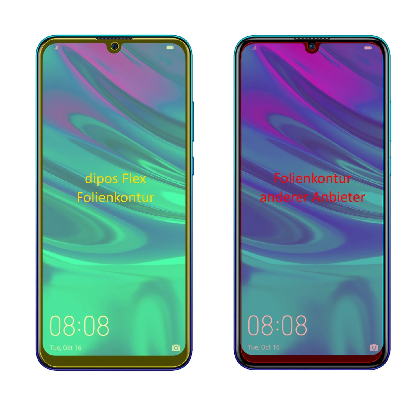 Klare Displayschutzfolie von dipos passend für Huawei P Smart (2019), 100% Displayabdeckung und blasenfreie Montage