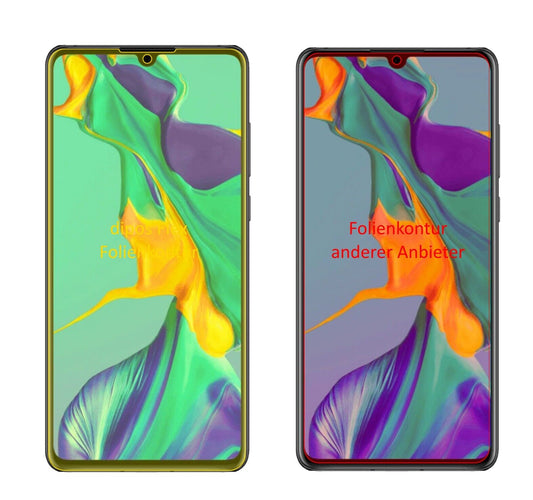 Klare Displayschutzfolie von dipos passend für Huawei P30, 100% Displayabdeckung und blasenfreie Montage