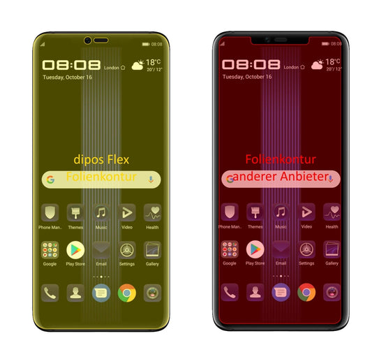 Klare Displayschutzfolie von dipos passend für Huawei Porsche Design Mate 20 RS, 100% Displayabdeckung und blasenfreie Montage