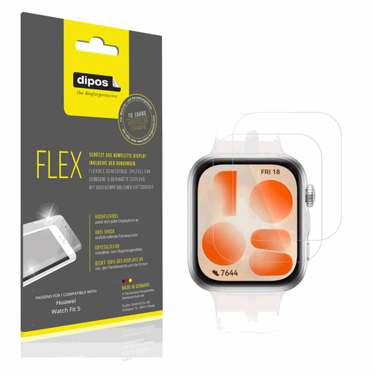 Klare Displayschutzfolie von dipos passend für Huawei Watch Fit 5, 100% Displayabdeckung und blasenfreie Montage