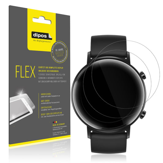 Klare Displayschutzfolie von dipos passend für Huawei Watch GT2 (42mm), 100% Displayabdeckung und blasenfreie Montage