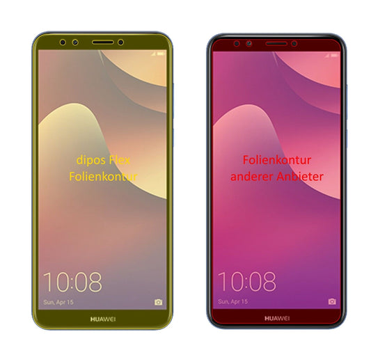 Klare Displayschutzfolie von dipos passend für Huawei Y7 Prime (2018), 100% Displayabdeckung und blasenfreie Montage