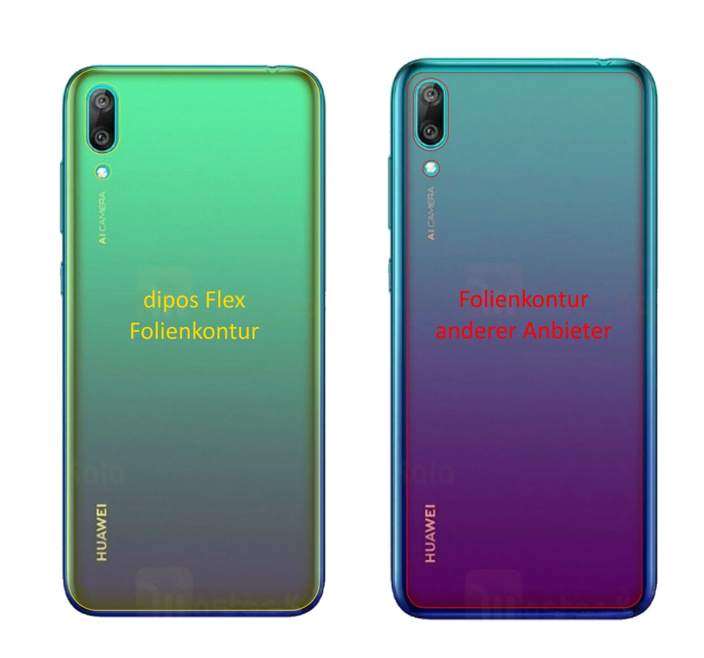Klare Displayschutzfolie von dipos passend für Huawei Enjoy 9 Rückseite, 100% Displayabdeckung und blasenfreie Montage